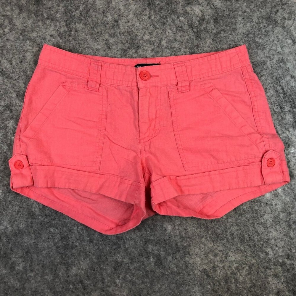 GAP Shorts 2 26 Aubrey Button Cuffed Mid Rise Mini Solid Pink Linen Blend Womens